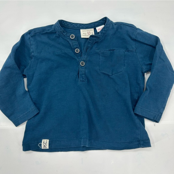 Zara Shirts & Tops Zara Baby Boy Blue Henley Long Sleeve Top 69